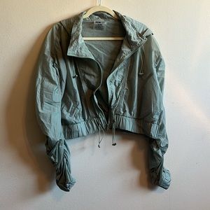 Turquoise Blue/Green Cropped Popflex Windbreaker